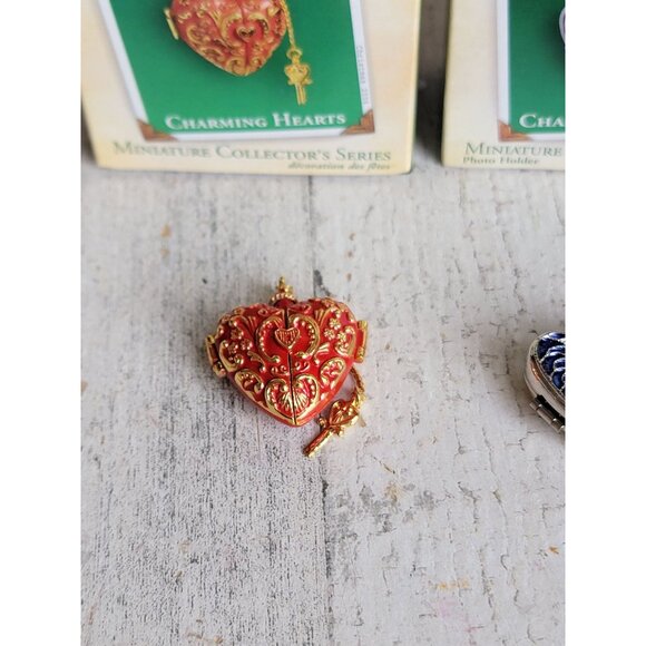 Hallmark miniature Charming hearts photo holder ornament Xmas set - Picture 2 of 7